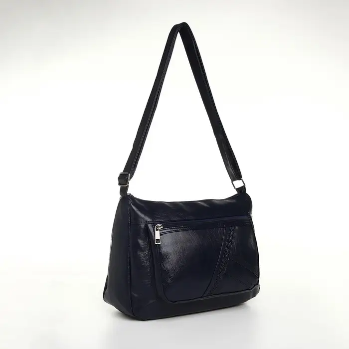 Сумка женская кросс-боди на молнии, 28&times;10&times;20 см, тёмно-синяя