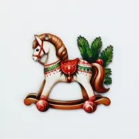 Ёлочная игрушка - подвеска новогодняя «Лошадка-качели», 7.7×6.9 см