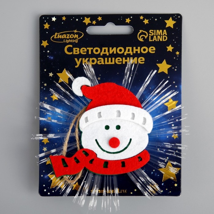 Световая подвеска «Снеговик» 10 см, батарейки LR44х3 (в комплекте), свечение мульти Световая подвеска «Снеговик» 10 см, батарейки LR44х3 (в комплекте), свечение мульти
