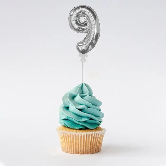 Воздушный шар 3 Воздушный шар 3" «Цифра-топпер 9», серебряный