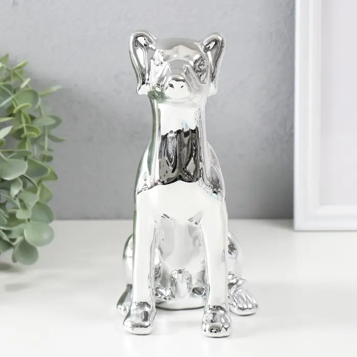 Копилка для денег &laquo;Пёсик серебристый&raquo;, керамика, 11.5&times;9.5&times;20.5 см