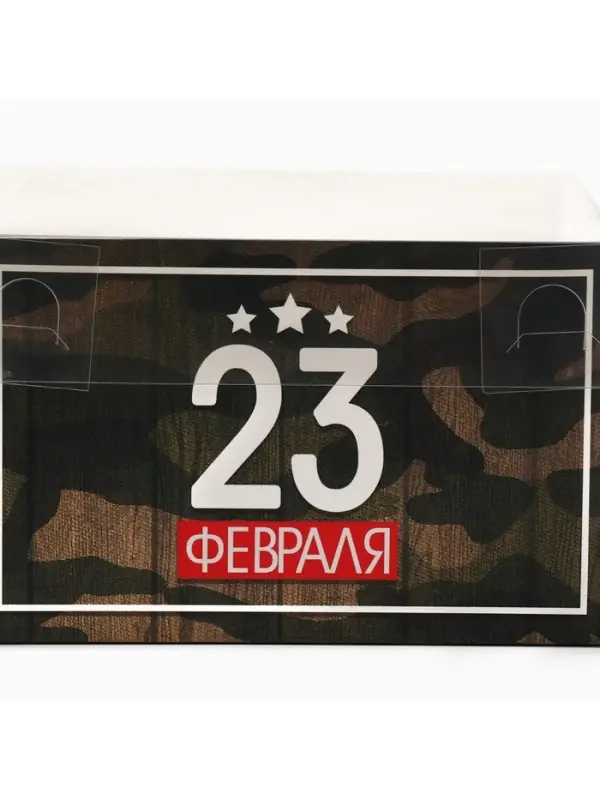 Коробка для капкейков, кондитерская упаковка, 4 ячейки &laquo;23 Февраля&raquo;, 16&times;16&times;10 см