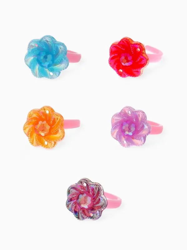 Кольцо &laquo;Выбражулька. Цветочки&raquo;, блеск, безразмерное, фасовка 100 шт. МИКС