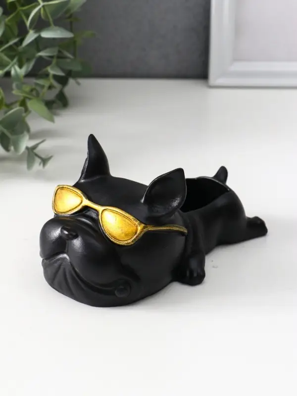Подставка для мелочей «Французский бульдог в очках», 7×14×8.5 см, чёрная Подставка для мелочей «Французский бульдог в очках», 7×14×8.5 см, чёрная