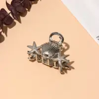 Краб для волос "Лейла море" морские звезды ракушка, 7 см, серебро