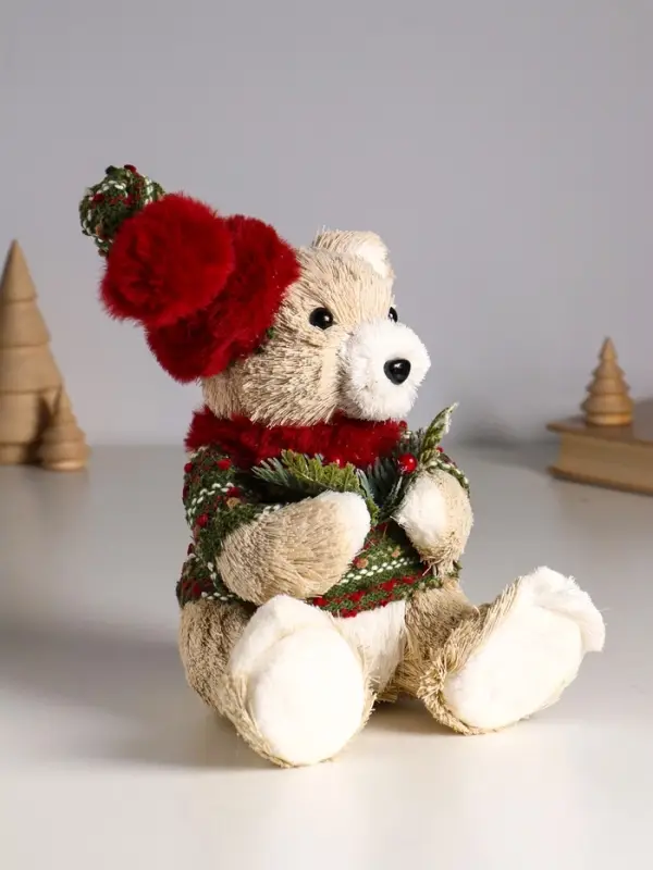 Декор  Декор "Медведь в свитере и колпаке, с еловой веткой" 16х15х27 см