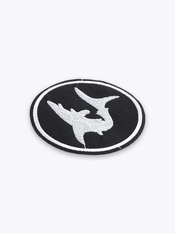 Термоаппликация «Акула», d=7.9 см, фасовка 10 шт., чёрная, белый