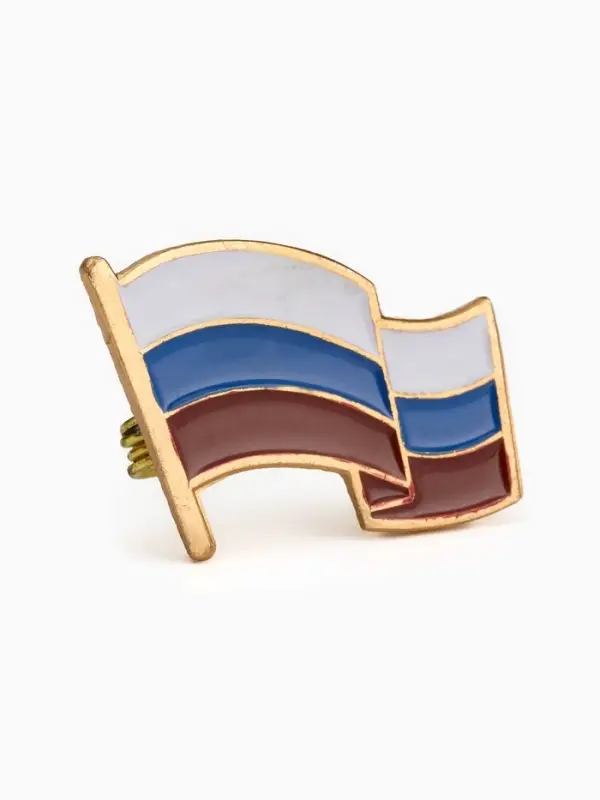 Значок &laquo;Флаг России&raquo;, 2&times;2.5 см, цветной в золоте