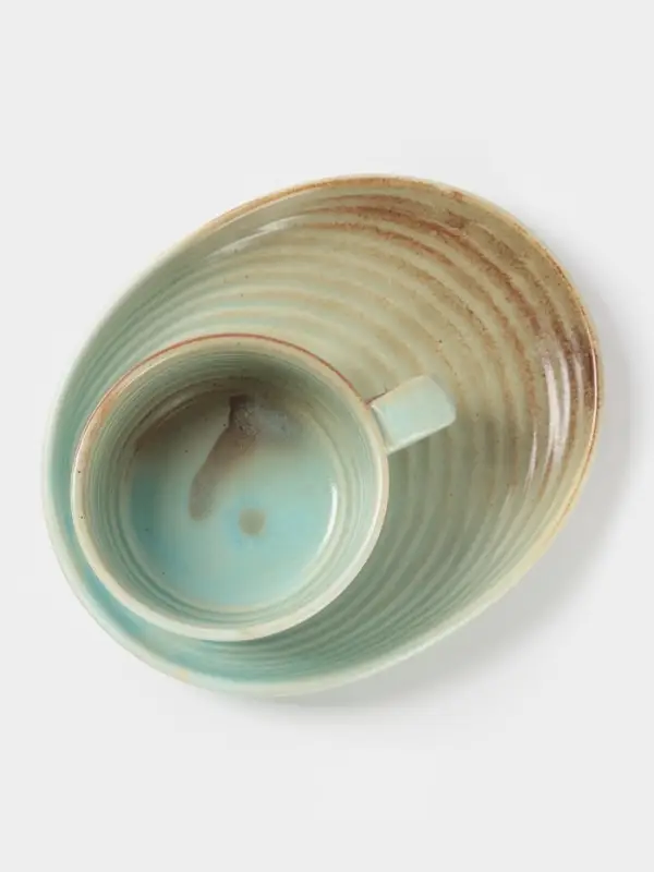 Чайная пара Magistro Sand Ripples, 2 предмета: чашка 300 мл, блюдце 19.8&times;15.8 см, фарфор, голубая