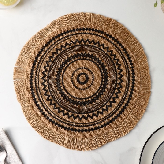 Салфетка сервировочная «Африка», d=35 см, цвет чёрный