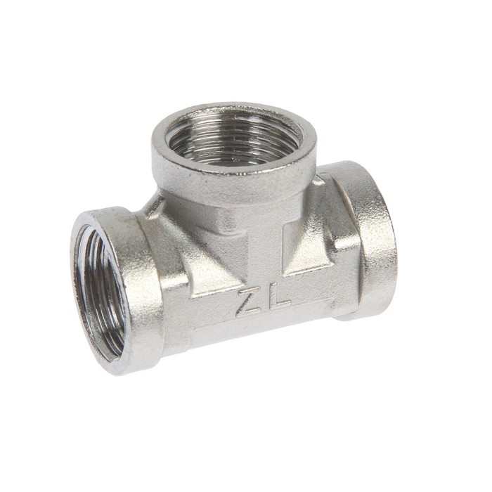 Тройник ZEIN engr, 1/2 Тройник ZEIN engr, 1/2", внутренняя резьба, нержавеющая сталь