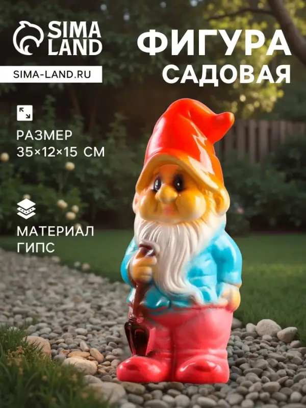 Садовая фигура из гипса &laquo;Гном с вилами&raquo;, 35&times;12&times;15 см