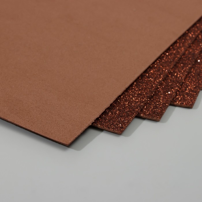 Набор глиттерного фоамирана (5 листов) 2 мм, 20х30 см, коричневый Набор глиттерного фоамирана (5 листов) 2 мм, 20х30 см, коричневый