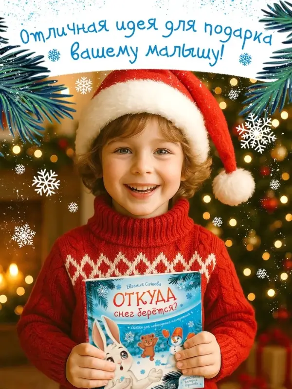 Книга новогодняя «Откуда снег берётся?», 32 стр., в твёрдом переплёте Книга новогодняя «Откуда снег берётся?», 32 стр., в твёрдом переплёте