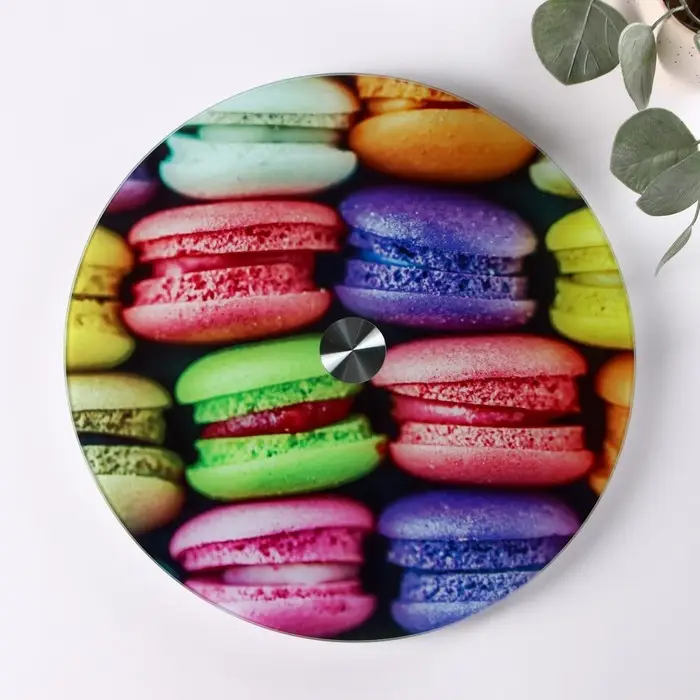 Подставка для торта вращающаяся Доляна &laquo;Макаруны&raquo;, d=32 см, стеклоㅤ