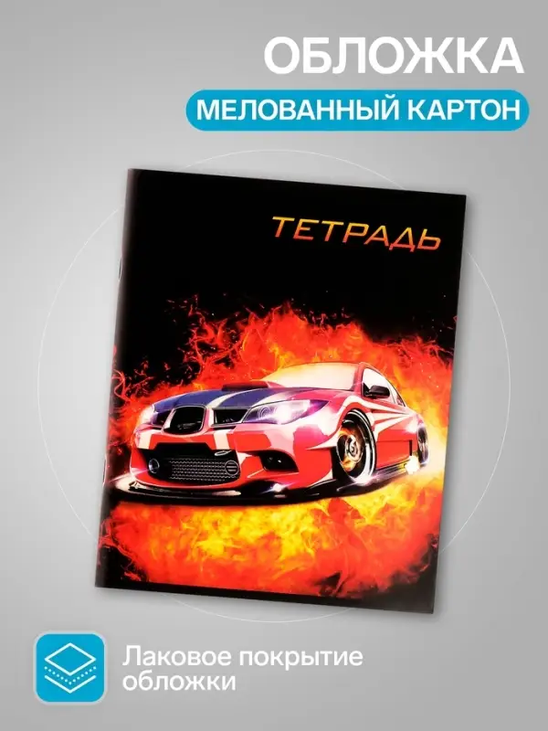 Тетради 96 листов в клетку Calligrata &laquo;Авто&raquo;, серые листы, 4 штук