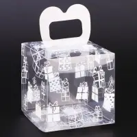 Коробка подарочная новогодняя складная ПВХ «Подарки» 8×8×8 см
