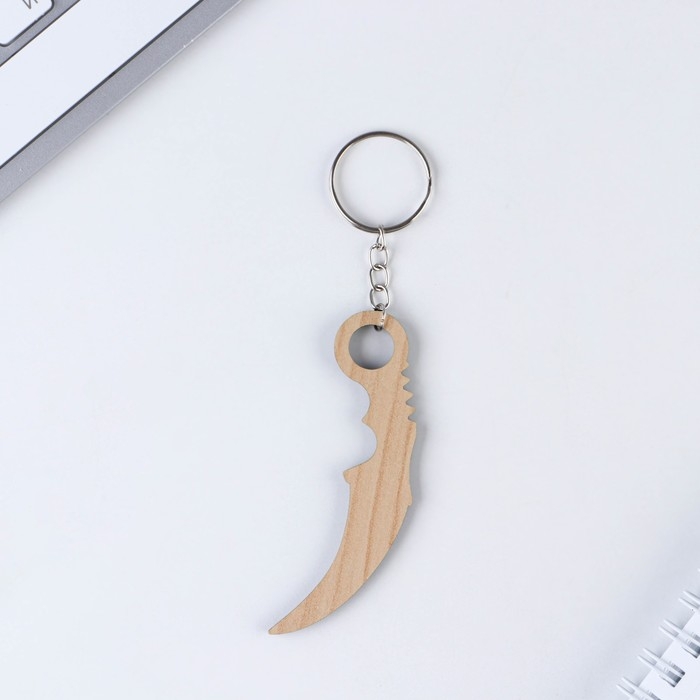 Брелок для ключей деревянный  Брелок для ключей деревянный "Керамбит", зеленый, 3 х 8 см