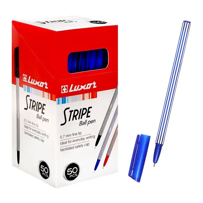 Ручка шариковая Luxor Stripes, узел 0.7 мм, чернила синие, корпус бело-синий Ручка шариковая Luxor Stripes, узел 0.7 мм, чернила синие, корпус бело-синий