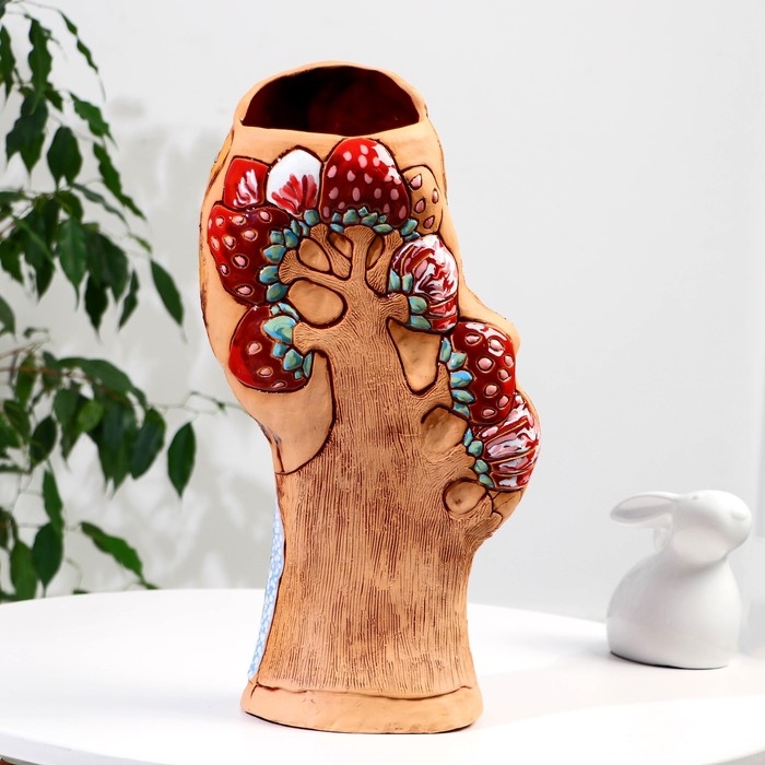 Сувенир керамика Сувенир керамика "Девушка с корзиной", платье в горошек (Ваза), светлая h=40,5см V=2.5л