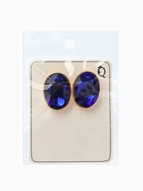 Серьги клипсы для ушей QF &laquo;Овал&raquo;, цвет золото, синий