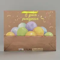 Пакет подарочный крафтовый &laquo;С Днём рождения&raquo;, шары, L 40&times;11.5&times;31 см