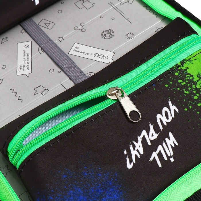 Пенал 1 секция 140 х 210 х 40 мм, откидной карман и косметичка, тканевый, Calligrata TOP Content Пенал 1 секция 140 х 210 х 40 мм, откидной карман и косметичка, тканевый, Calligrata TOP Content "Гейм"