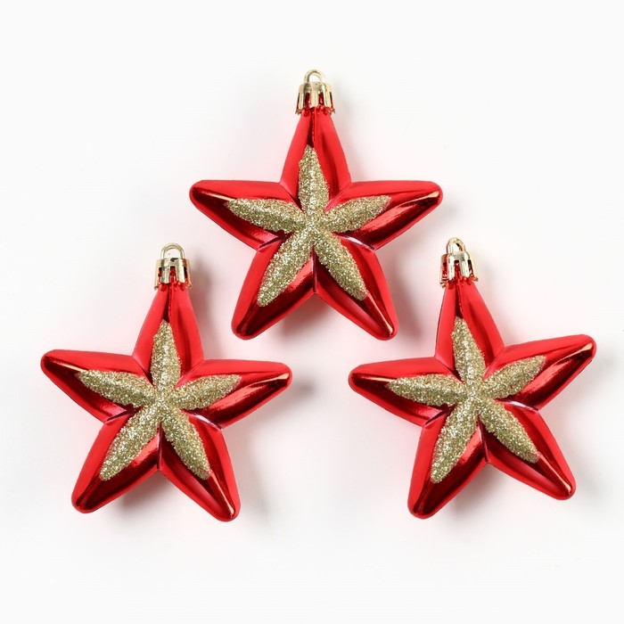 Ёлочные игрушки новогодние «Звёздочки», на Новый год, цвет красный Ёлочные игрушки новогодние «Звёздочки», на Новый год, цвет красный