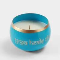 Свеча в чаше Yoga heal the soul, 200 г, 8.5&times;7 см, соевый воск, голубая