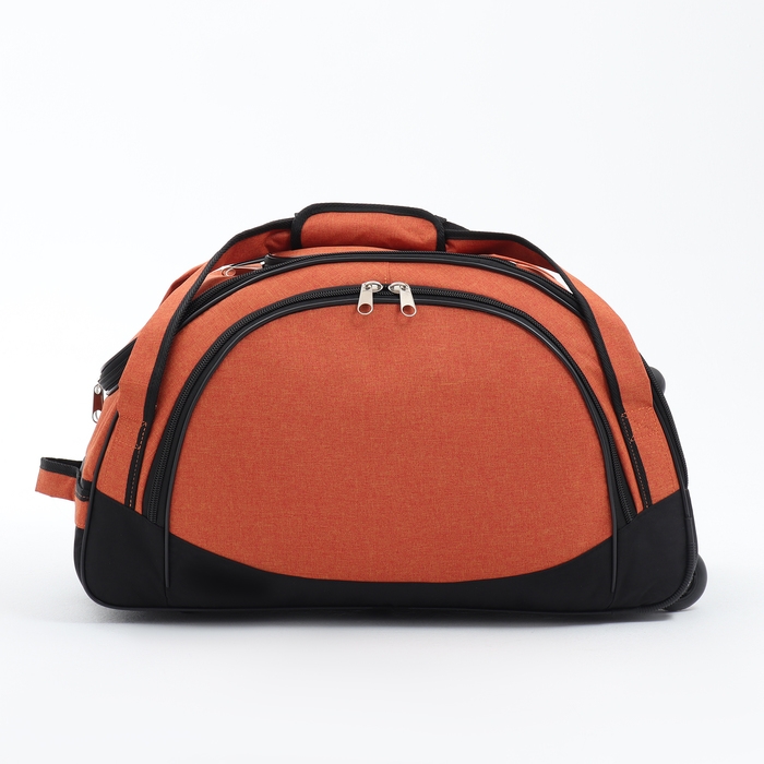 Сумка дорожная на колёсах, отдел на молнии, отдел для обуви, 3 наружных кармана, цвет чёрный/оранжевый Сумка дорожная на колёсах, отдел на молнии, отдел для обуви, 3 наружных кармана, цвет чёрный/оранжевый
