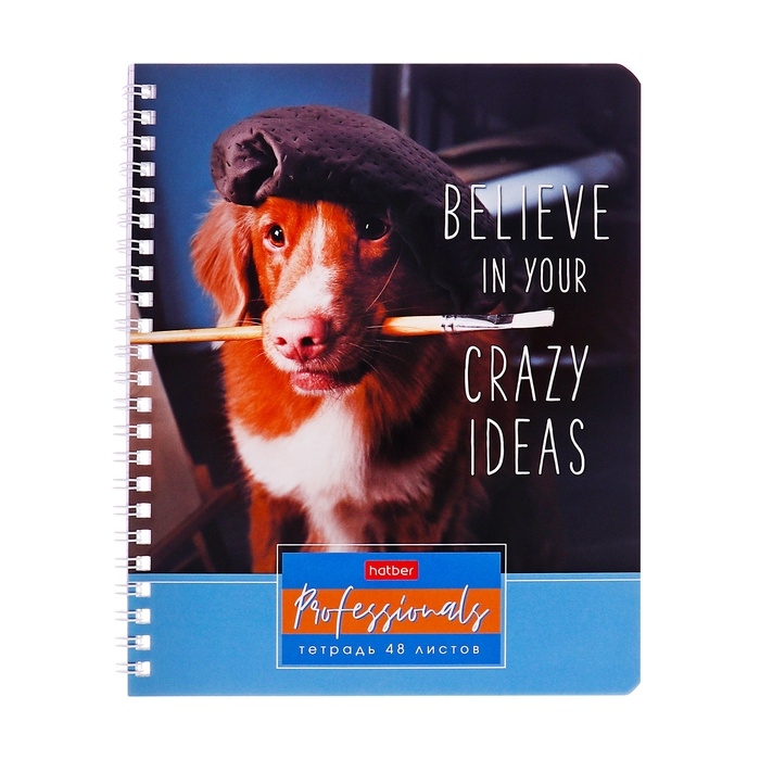 Тетрадь 48 листов в клетку на гребне Тетрадь 48 листов в клетку на гребне "Профессионалы", обложка мелованный картон, блок офсет 65г/м2, МИКС