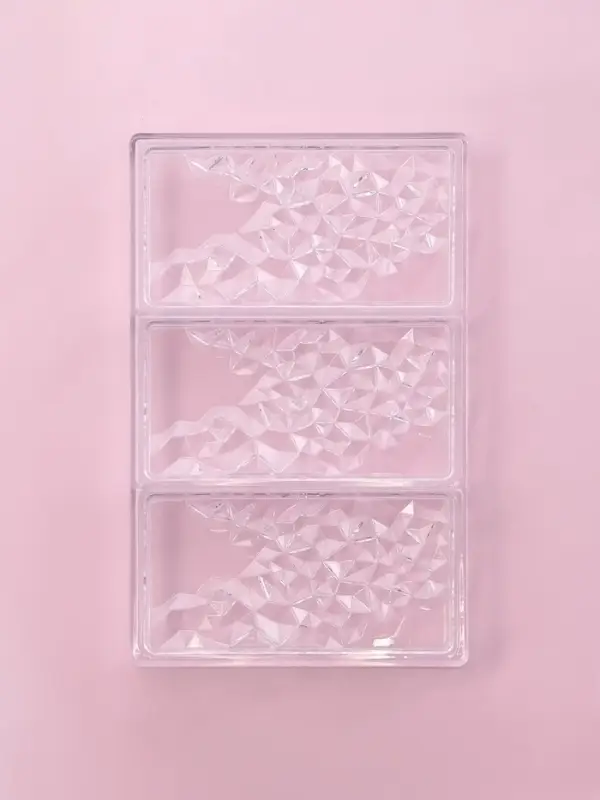 Форма для шоколада KONFINETTA &laquo;Иней&raquo;, пластик, 27.5&times;17.5&times;2.5 см, 3 ячейки 15.3&times;7.5&times;0.8 см, прозрачная