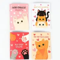 Блокнот А6, 32 л софт-тач МИКС "Котики"