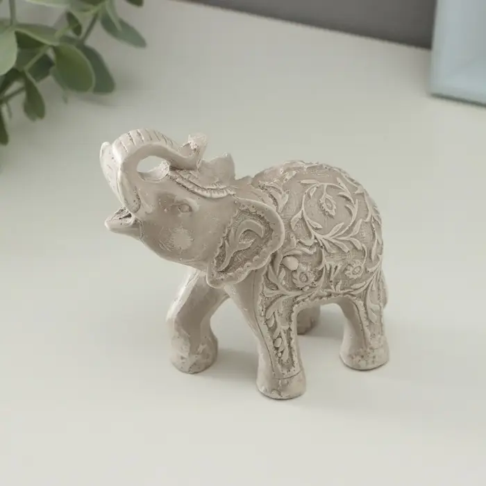 Фигурка гипс &laquo;Слон резной&raquo;, 10&times;10&times;5 см, слоновая кость