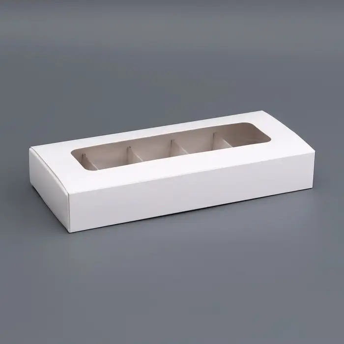 Коробка для 10 конфет, белая, 9.8&times;22&times;3.5 см