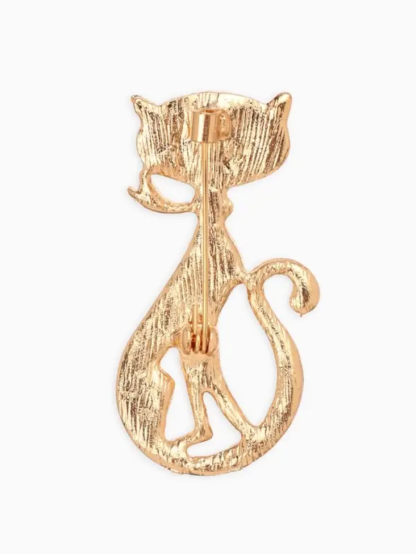 Брошь &laquo;Кошка&raquo;, мур-мур, белая в золоте