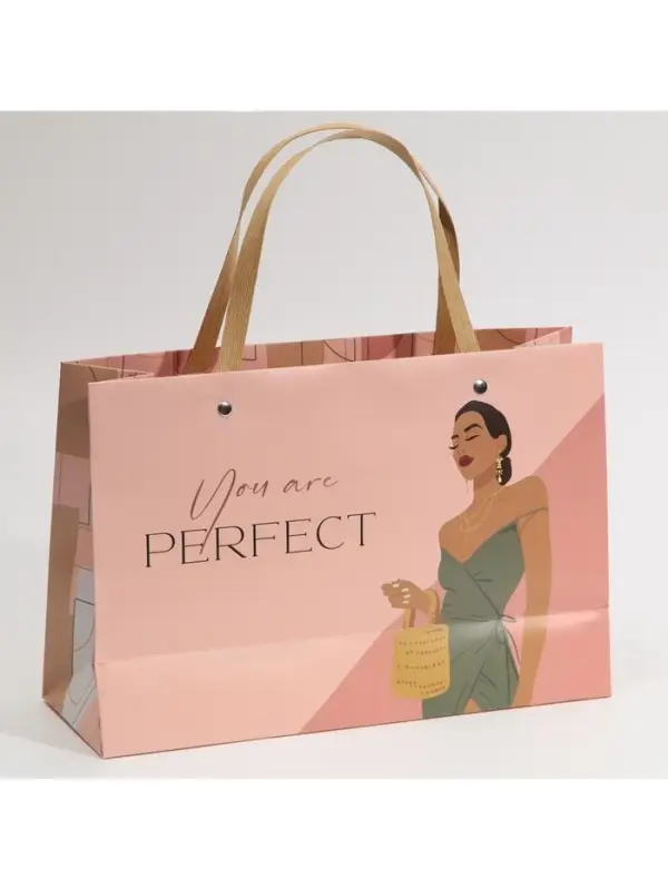 Пакет подарочный, упаковка, &laquo;Ты идеальна&raquo;, 30&times;20&times;10 см