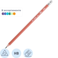 Карандаш чернографитный Deli Think HB 3-гр, с ласт, пласт,цв в асс EU50000