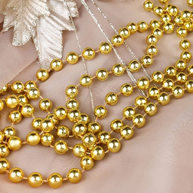 Бусы новогодние на елку Яркий праздник, d 1 см, длина 1,8м, золотые НУ-0053