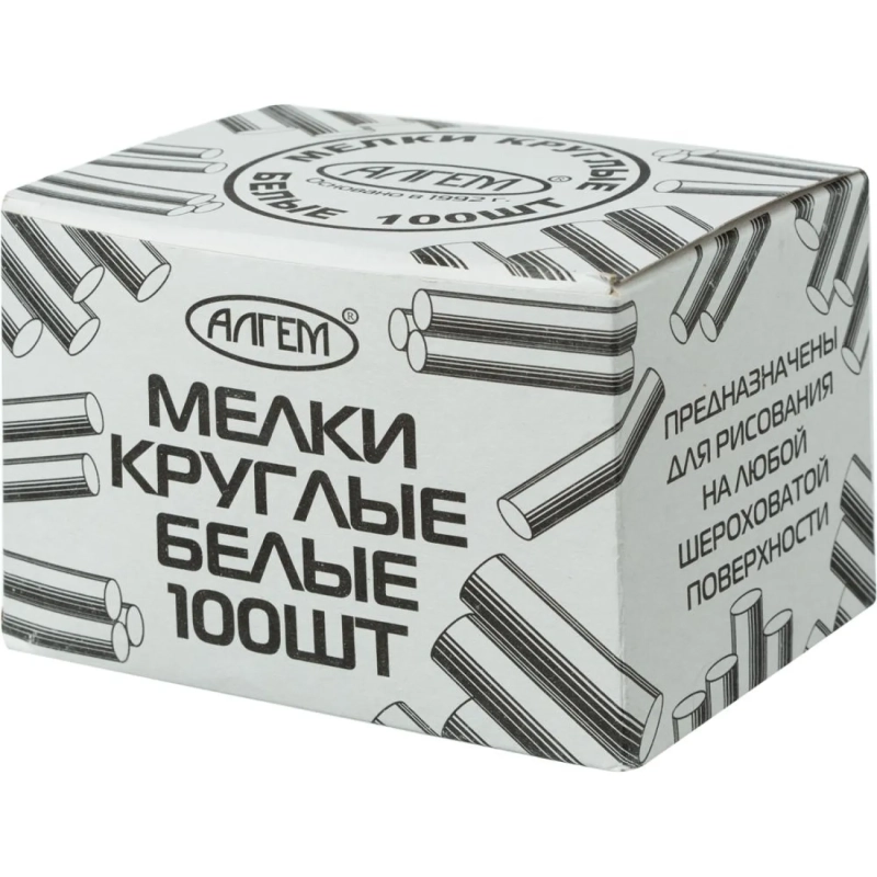 Мел школьный Алгем 100 шт белый круглый, МКБ 100