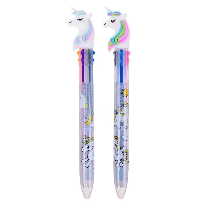 Ручка шариковая многоцветная, автоматическая &laquo;Единорог&raquo;, 6 цветов (штрихкод на штуке)