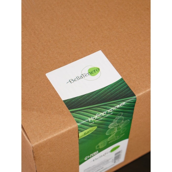 Набор фарфоровых кружек на бамбуковой подставке BellaTenero «Тюльпан», 6 предметов: 300 мл, цвет белый Набор фарфоровых кружек на бамбуковой подставке BellaTenero «Тюльпан», 6 предметов: 300 мл, цвет белый