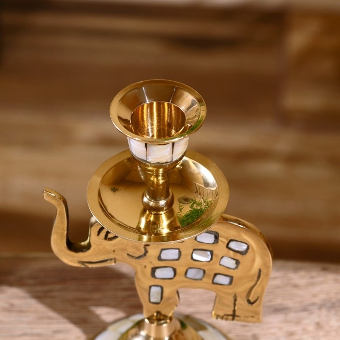 Подсвечник  Подсвечник "Слон" латунь, перламутр 9х9х15 см