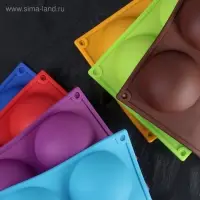 Форма для выпечки Доляна &laquo;Полусфера&raquo;, силикон, 29.5&times;17 см, 5 ячеек, d=8 см, МИКС