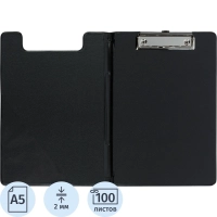 Папка-планшет  A5 с верх.створкой, черный Россия