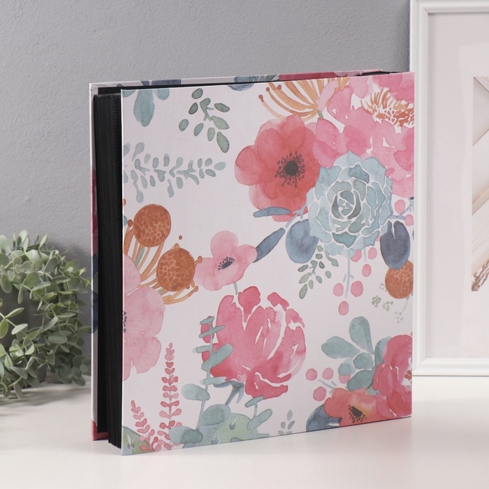 Фотоальбом на 1000 фото 10х15 см Фотоальбом на 1000 фото 10х15 см "Акварельные цветы" белый МИКС 4,6х33,4х36 см