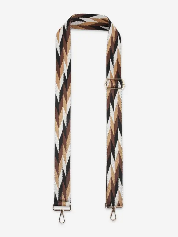 Ручка для сумки &laquo;Орнамент косичка&raquo;, стропа, с карабинами, 139&plusmn;3&times;3.8 см, бежевая, белая, чёрная