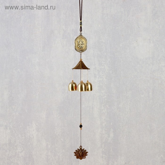 Музыка ветра металл Музыка ветра металл "Ганеша на медальоне" 3 колокольчика 43 см