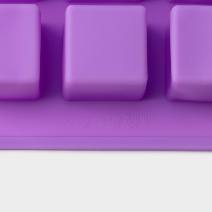 Форма для выпечки Доляна «Фигуры.Куб», силикон, 26×15×3,2 см, 15 ячеек (3,4×3,4см), цвет фиолетовый Форма для выпечки Доляна «Фигуры.Куб», силикон, 26×15×3,2 см, 15 ячеек (3,4×3,4см), цвет фиолетовый