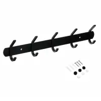 Вешалка настенная, 5 двойных крючков, тм VETTA, алюминий, черный цвет